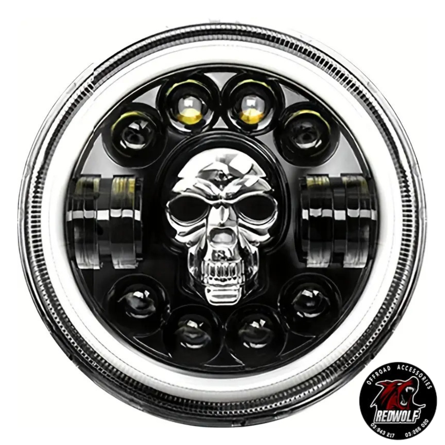 Headlight Led Light - Skull Design - 7 inches