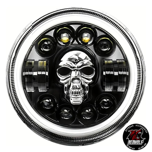Headlight Led Light - Skull Design - 7 inches