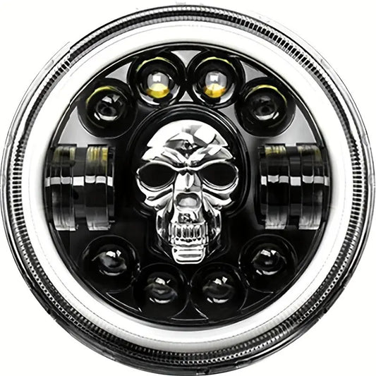 Headlight Led Light - Skull Design - 7 inches